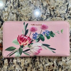 Ted Baker London Leather Matinee Wallet Dusky Pink floral